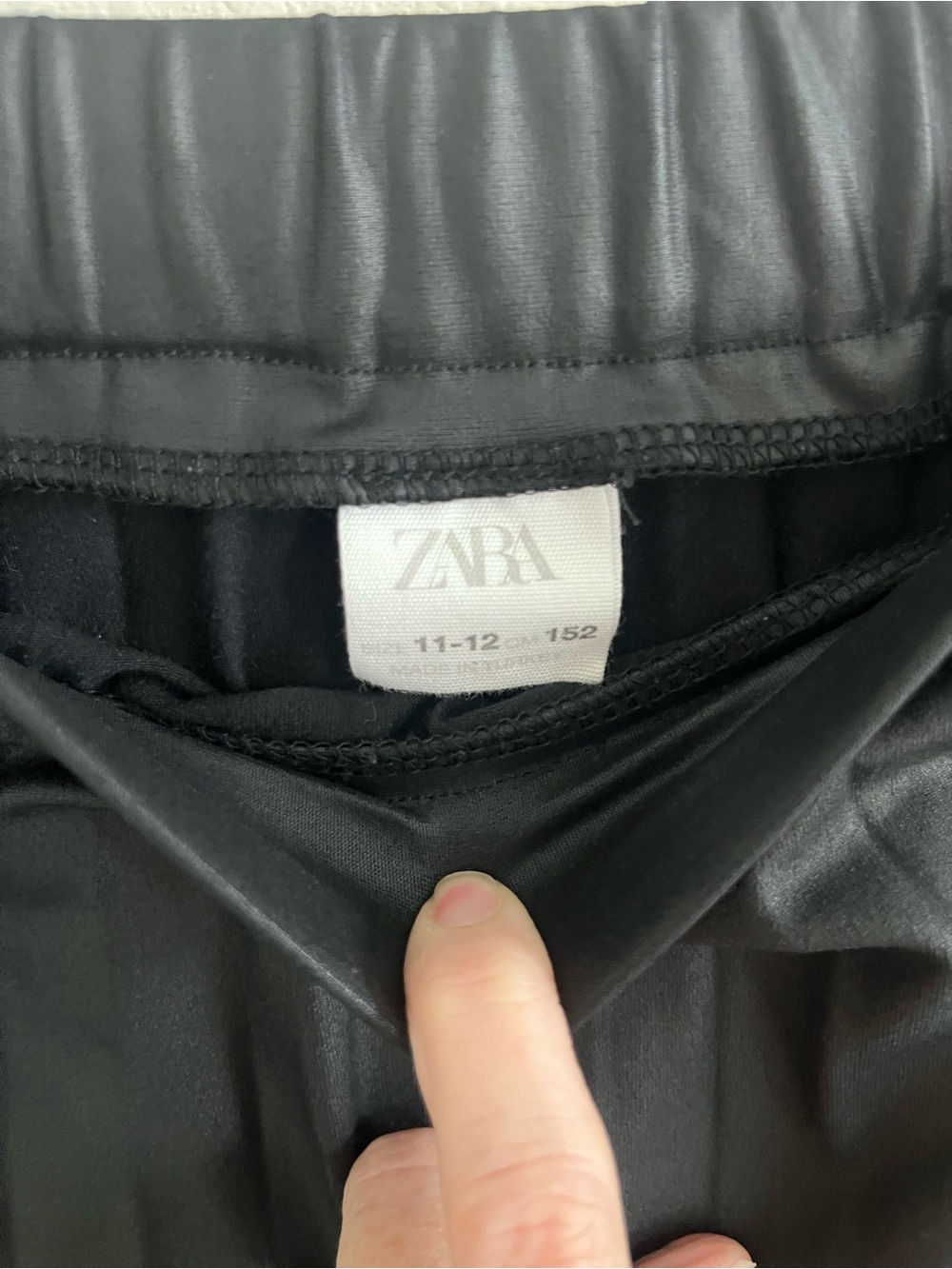 ZARA Kids Black Pleated Leather Look Mini Skirt Size 11-12